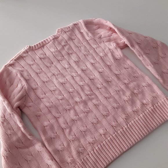 Ralph Lauren Girls Cable Knit Pullover in Navy